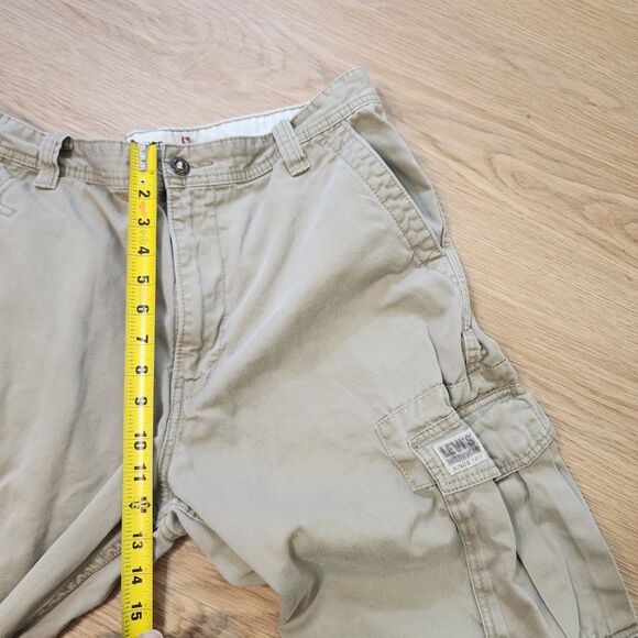 Levis Loose Straight Cargo Pants Mens 35x30 Khaki Workwear Distressed Bootcut - Picture 3 of 13